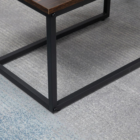 Rootz Salontafel - Set Van 2 Salontafel - Theetafel - Snacktafel - Industrieel Design - Spaanplaat/Staal - Zwart/Bruin - 90cm x 48cm x 49cm