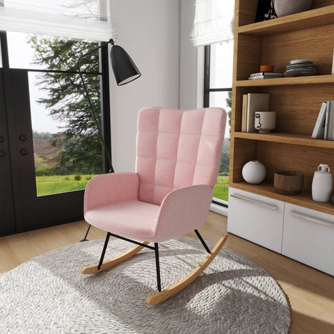 Rootz Relaxing Chair - Rocking Chair - Soft Padding - Children's Room - Elegant Design - Berber Fleece Polyester - Pink - 71L x 92W x 101H cm