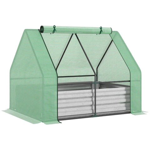 Rootz Greenhouse - Foil Greenhouse - Garden Verhoogd Bed - Cold Frame - Met Roldeur - Groen - 127 x 95 x 92 cm