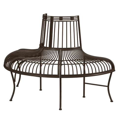 Rootz Metal Tree Bench - Semicircular - Garden Bench -  Park Bench - Bench For Ø37cm Tree Trunks - Rustic Brown - 135 x 70 x 85 cm