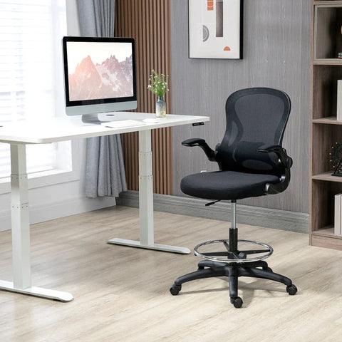 Rootz Office chair - Drawing Chair - Height Adjustable - with Footrest - Black - 59cm x 65cm x 122cm