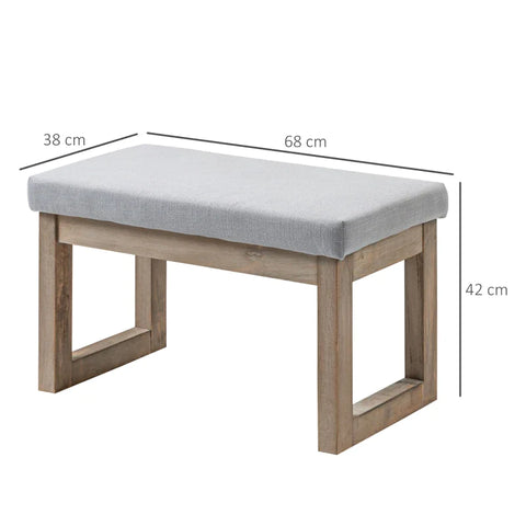 Rootz Voetenbank - Scandi Design - Kruk - Voetenbank - Gestoffeerde Bank - Rubberwood - Grijs + Naturel - 68 cm x 38 cm x 42 cm