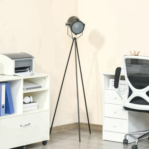 Rootz Stehleuchte – Stativ-Stehleuchte im Industriedesign – Metall – Schwarz – 58 L x 58 B x 136 H cm