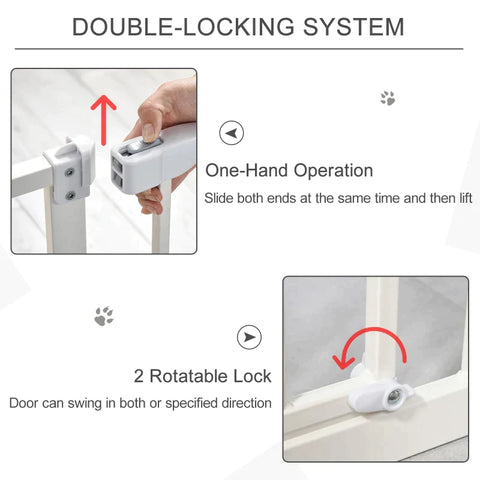 Rootz Safety Gate - Pet Safety Gate - Pet Gate - Auto-close Double Lock - 74-80 cm
