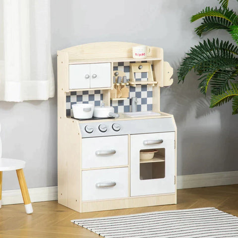 Rootz Kinderküchen-Spielset – Kinderküche – Holzküche – Küchenspielzeug – 54,5 x 29 x 80 cm