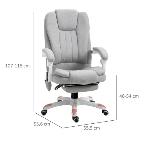 Rootz Office Chair - Massage Chair - Gaming Chair - Polyester- Grey - 66 x 63 x 107-115 cm