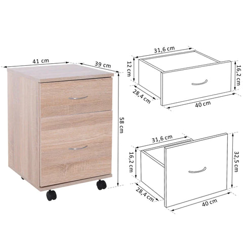 Rootz Rolkast - Verrijdbare Kast - Rolcontainer - Kast - Opbergkast - 2-ladekast