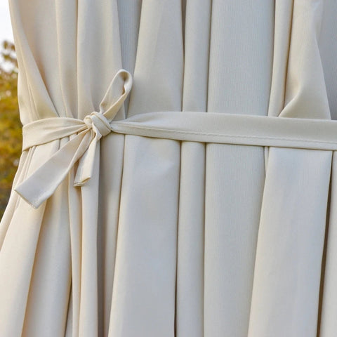 Rootz Double Sided Parasol - Parasol - Sun Umbrella - With LED Solar Lights - Cream White - 440 x 260 cm