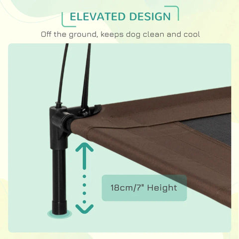 Rootz Dog Bed - Pet Bed - Raised Dog Bed - Outdoor Dog Lounger - Breathable - Taffeta Coffee - 92 x 76 x 90cm