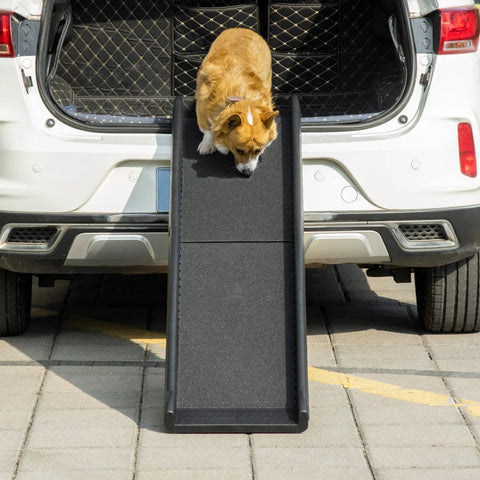 Rootz Pet Ramp - Dog Ramp - Car Ramp - Foldable Pet Ramp - Removable Non-Slip Cover - Black - 155 x 39 x 14cm