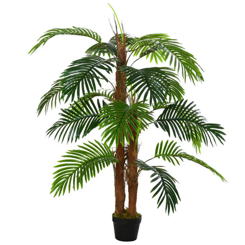 Rootz Artificial Palm Tree - Decorative Plant with 19 Leaves - Nursery Pot - Fake Plastic - Indoor - Outdoor - Greenery - Home - Office - 120 cm