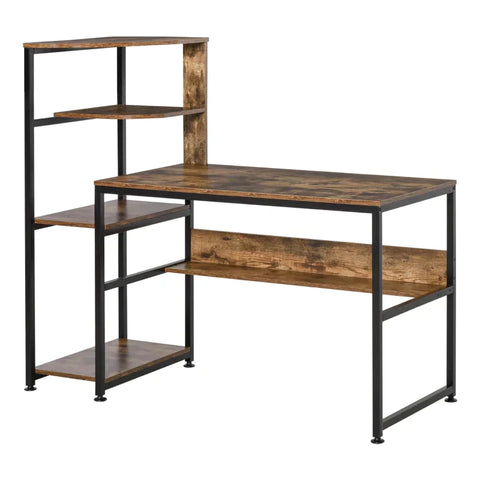 Rootz Desk - Computer Desk - Adjustable Desk - 4 Storage Shelves - 140x 60x 122cm