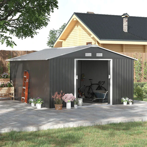 Rootz Tuinhuis - Opslag Tuinhuis - Schuur - Grijs - 12.5 X 11.1ft