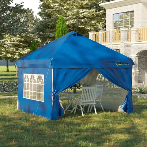 Rootz Folding Gazebo - Pavilion - Gazebo - Garden Pavilion - Garden Tent - Foldable Party Tent - Blue - 300L x 300W x 284H cm