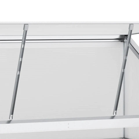 Rootz Greenhouse with Foundation Frame - Polycarbonate Housing - 2 Shelves - Aluminum Frame - Silver - 131 x 58 x 139.5 cm
