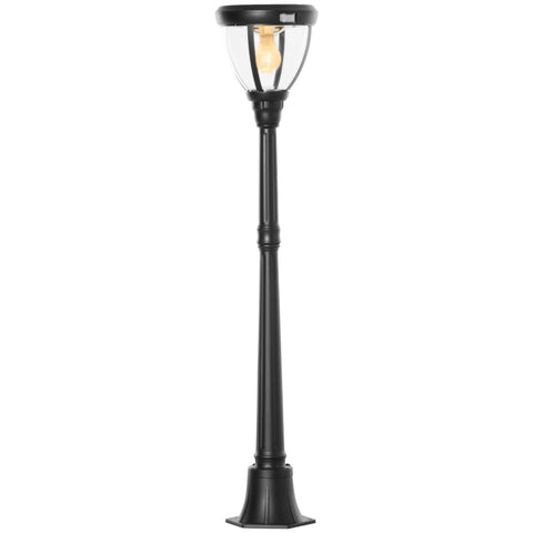 Rootz Garden Lantaarnpaal Licht - Vintage Style Solar Outdoor Pole Light - Pole Light - Buitenlamp - Aluminium, gehard glas - Zwart - 26 x 26 x 130 cm