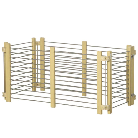 Rootz Dierenbox - Dierenbox - Puppybox - In maat verstelbaar - Hout-kunststof composiet/roestvrij staal - Natuurlijk hout - 67,5-131,5L x 43,5-75,5B x 64,5H cm