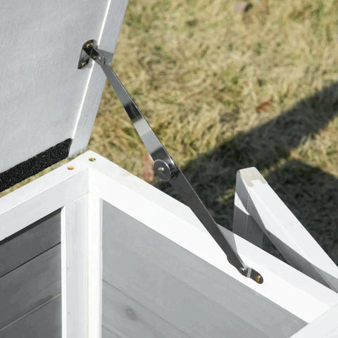 Rootz Small Animal Hutch - Rabbit Hutch - Animal Hutch - Animal Cages - Guinea Pig Hutch - Weatherproof - Fir Wood/White/Gray/Black - 120L x 105W x 46H cm
