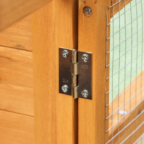 Rootz Small Animal Hutch - Rabbit Hutch - With Outdoor Enclosure - Removable Floor Pan - Weather Resistant - Fir Wood - Brown - 141cm x 60cm x 86cm