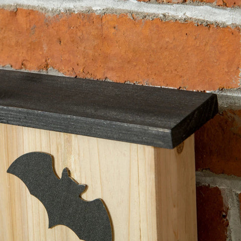 Rootz Set of 3 Weather Resistant Bat Houses - Up to 3 Bats per House - Small Animal Stables - Treated Fir Wood - Natural + Black - 25L x 6W x 37.5H cm