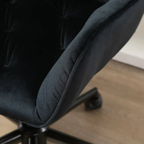 Rootz Sessel – Bürosessel – Ergonomischer Stuhl – Schaumstoff – Metall – Samtiges Polyester – Schwarz – 60 cm x 61 cm x 91 cm