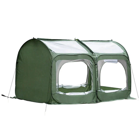 Rootz Greenhouse - Pop Up Greenhouse - With 4 Zipper Doors - Cold Frame - 245 x 120 x 132 cm