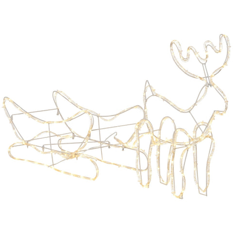 Rootz Motif Lamp - LED Motif Light - Motif Lamp With Sleigh And Reindeer - White - 103L x 21.5W x 44H cm