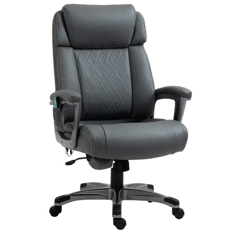 Rootz Office Chair - Massage Chair - 6-point Massage Swivel Chair - Ergonomic Chair - Adjustable In Faux Leather With Curved Headrest And Armrests - Grey - 70 x 76.5 x 114-124 cm