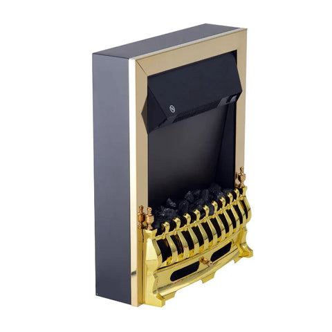 Rootz Electric Fireplace - Fireplace - Electric Fireplace Stove - Fireplace Stove - Freestanding - Fireplace Flame - 1000/2000W - Gold - 48.2 X 18.5 X 59.2 Cm