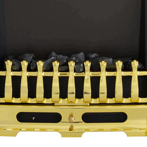 Rootz Electric Fireplace - Fireplace - Electric Fireplace Stove - Fireplace Stove - Freestanding - Fireplace Flame - 1000/2000W - Gold - 48.2 X 18.5 X 59.2 Cm