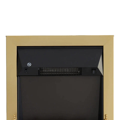Rootz Electric Fireplace - Fireplace - Electric Fireplace Stove - Fireplace Stove - Freestanding - Fireplace Flame - 1000/2000W - Gold - 48.2 X 18.5 X 59.2 Cm