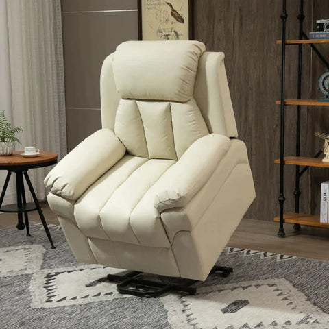 Rootz Electric Tv Chair - Tv Chair - Footrest - Footrest - Highly Stable - Imitation Leather - Beige - 96 X 93 X 103 Cm