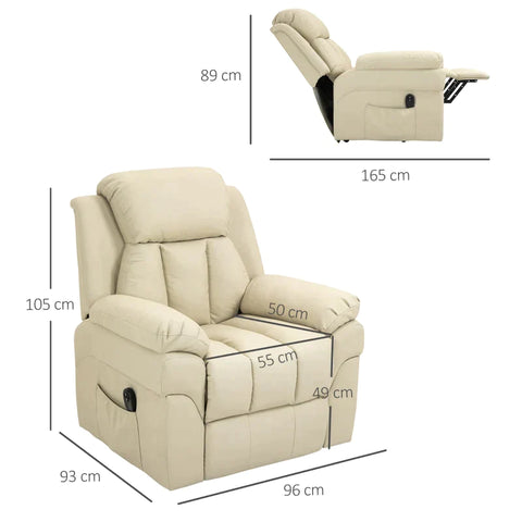 Rootz Electric Tv Chair - Tv Chair - Footrest - Footrest - Highly Stable - Imitation Leather - Beige - 96 X 93 X 103 Cm