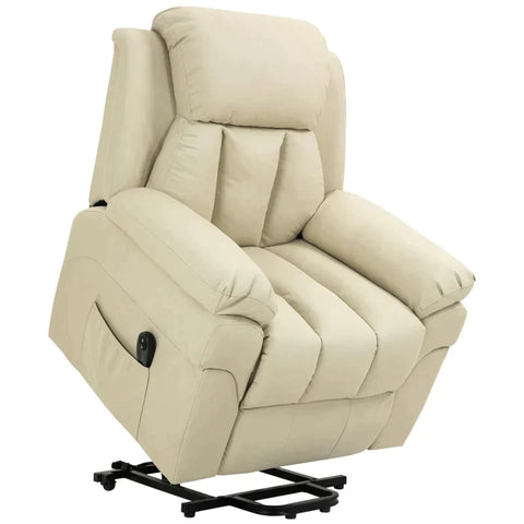 Rootz Electric Tv Chair - Tv Chair - Footrest - Footrest - Highly Stable - Imitation Leather - Beige - 96 X 93 X 103 Cm