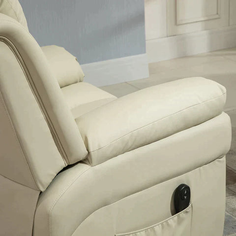 Rootz Electric Tv Chair - Tv Chair - Footrest - Footrest - Highly Stable - Imitation Leather - Beige - 96 X 93 X 103 Cm