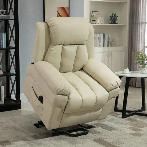 Rootz Electric Tv Chair - Tv Chair - Footrest - Footrest - Highly Stable - Imitation Leather - Beige - 96 X 93 X 103 Cm