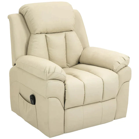 Rootz Electric Tv Chair - Tv Chair - Footrest - Footrest - Highly Stable - Imitation Leather - Beige - 96 X 93 X 103 Cm