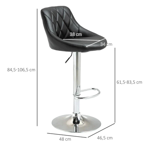 Rootz Barkruk - Barkruk Set - Krukken - Krukken Hoogte Verstelbaar - Zwart - 46,5 x 48 x 84,5-106,5 cm