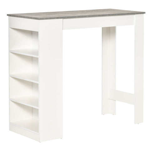 Rootz Compact Kitchen Table - Bar Table - 4-tier Shelf - Grey/White - 115 cm x 50 cm x 102.7 cm
