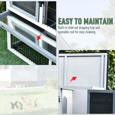 Rootz Kleintierstall – Tierstall – Kaninchenstall – Hasenkäfig – Holz – Grau/Schwarz