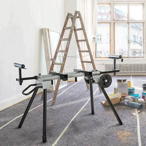 Rootz Gehrungssägenständer – Arbeitsständer – Arbeitstisch – Sägeständer – klappbar – Schwarz/Grau