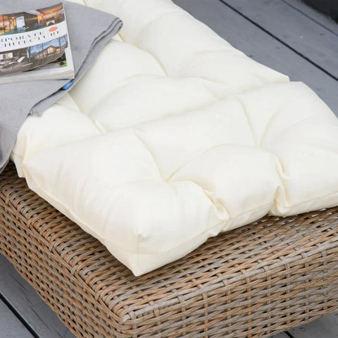 Rootz Outdoor Seat Cushion - Lounger Pad - Lounger Pad - Sun Lounger Pad - Garden Lounger Pad - Polyester/PP Cotton - Cream-white - 200 x 60 x 13 cm