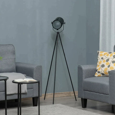 Rootz Stehleuchte – Stativ-Stehleuchte im Industriedesign – Metall – Schwarz – 58 L x 58 B x 136 H cm