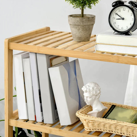 Rootz Storage Rack - 4-tier Bamboo Shelf - Living Room - Bathroom - Balcony - Kitchen - Natural - 62 x 33 x 112 cm
