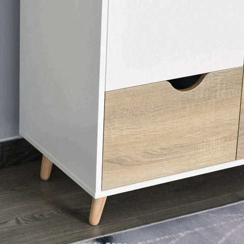 Rootz Wardrobe - Wardrobe With Rod Drawer - Living Room - Bedroom - White/Natural - 80 x 40 x 180 cm