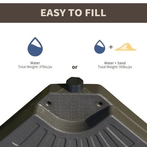 Rootz Weight Plates - Umbrella Weight Plate Set - 4-part Umbrella Stand - Coffee Brown - 100 x 100 x 10.5 cm