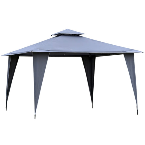 Rootz Gazebo - Party Tent with Double Roof - Marquee Gazebo - Metal - Polyester - Grey - 3.45 x 3.45 x 2.68m