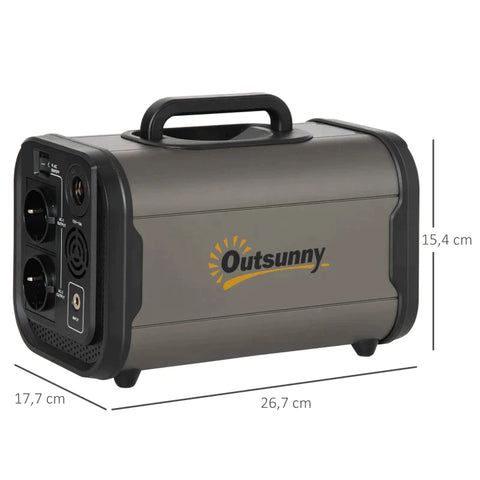 Rootz Portable Power Station - Portable Power Supply - Power Supply - 384wh Lifepo4 Battery - Drie oplaadmodi - Met AC-uitgangen USB/PD/CAR-poorten - LED-scherm - Voor op de camping - Grijs - 26,7L x 17,7W x 15,4H cm