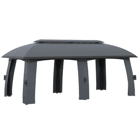Rootz Pavilion - Party Tent - With Fly Nets - Wind Roof - Up To 15 People - Dark Gray - 3 x 6 x 3 m