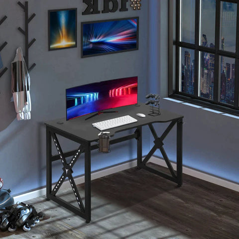 Rootz Gaming Table - Computer Desk - Monitor Shelf - PC Table - Office Desk - Black - 120 X 60 X 73 Cm